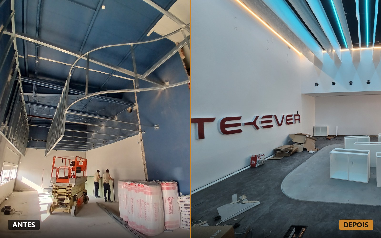 Obra TEKEVER, Abrantes: o espaço antes e depois da empreitada de interiores